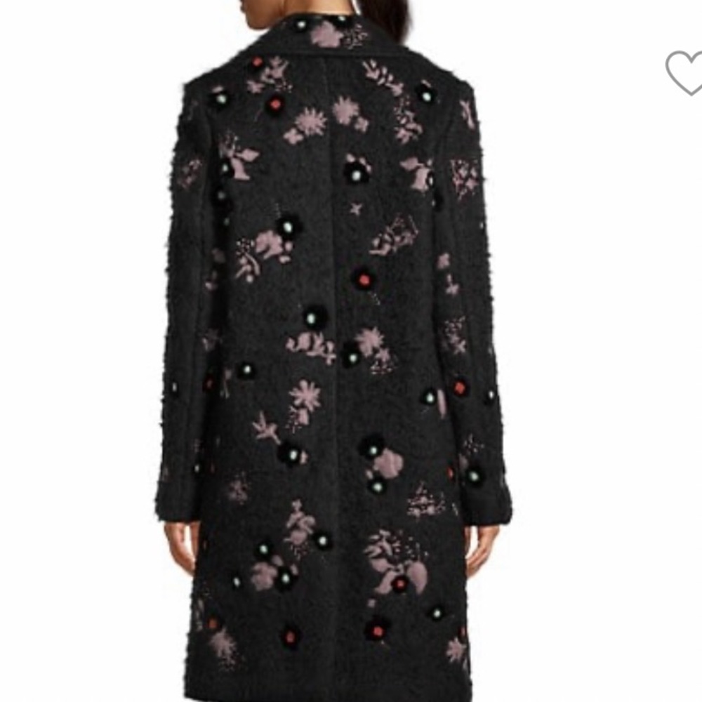 VALENTINO COUTURE BLACK EMBROIDERED EMBELLISHED WOOL BLEND LUXURY COAT SIZE 4 - Picture 2 of 16